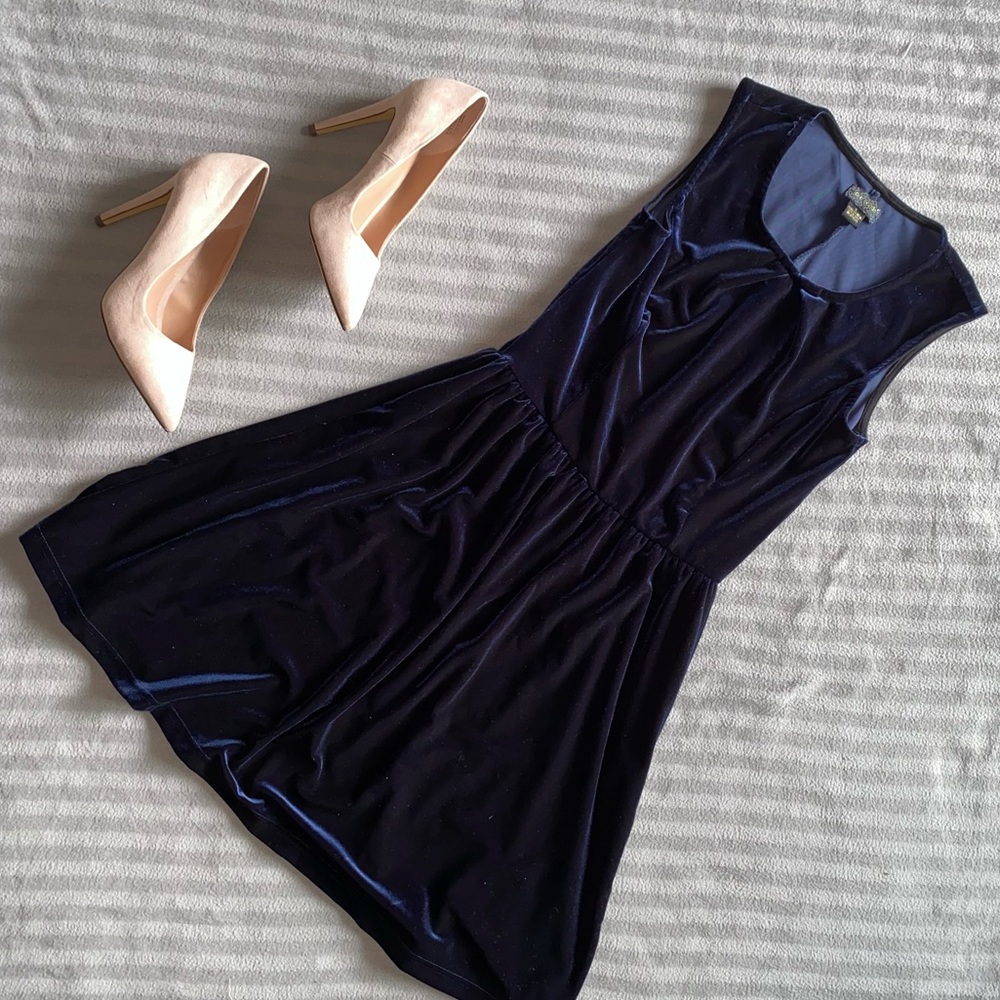Blue velvet  A line cocktail dress